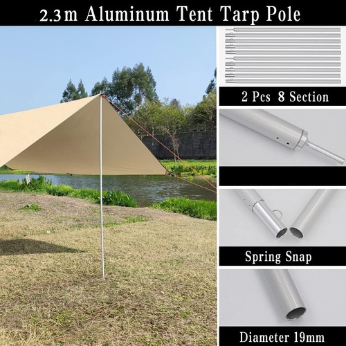 Camping Zeltplane 3mx4.5m Tarp Tragbar Sonnensegel mit Zeltstangen Sonnenschutz - Bild 2 von 12