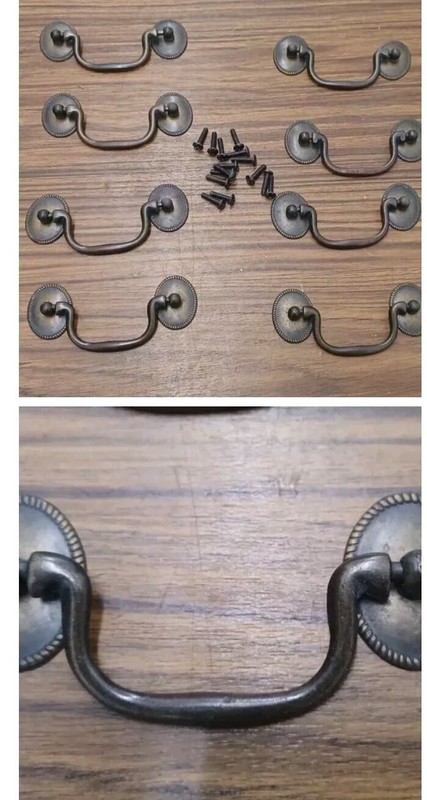 Older Set Of 6 Brass Cabinet Wire Pulls
