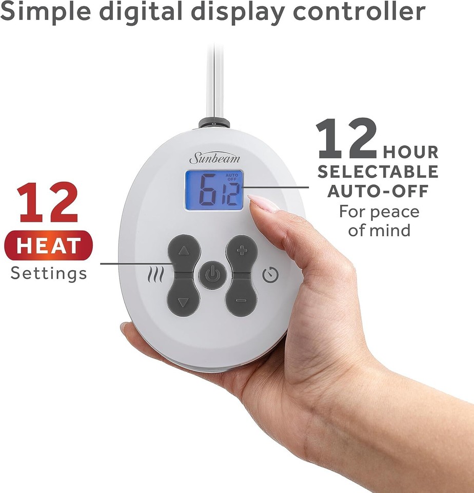 Sunbeam Royal Ultra Fleece Heated Electric Blanket Queen Size, 90" x 84