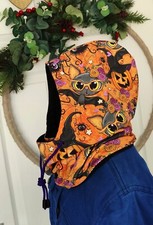 Bats Hood with neck warmer/snood. Unisex hat alternative, Kids 4-10years,