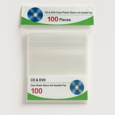 5000 CD DVD CPP Premium Clear Plastic Sleeve w Sealable Flap 100micron 50x100pk