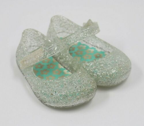 Baby Girl Floral Clear Plastic Mary Jane Shoes Size 3 - Picture 1 of 7