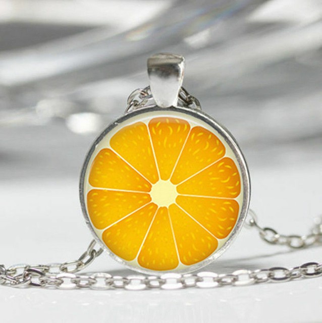 ORANGE FRUIT FLORIDA pendant 20" Sterling Silver 925 necklace chain eBay