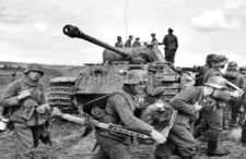 WW2 PICTURE PHOTO GERMAN SOLDIERS WITH A GERMAN TIGER TANK 6620