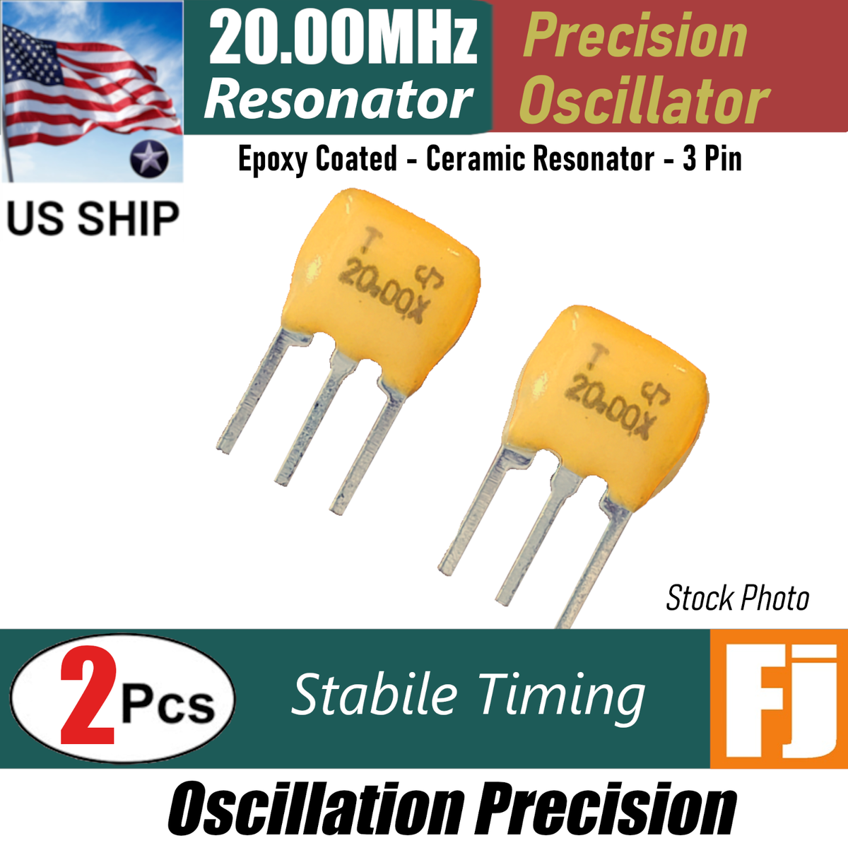 2PCS | 20MHz 20.000MHz | 3 Pins Ceramic Resonator | Crystal