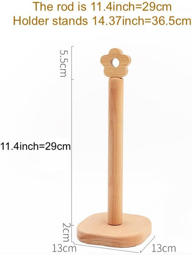 Paper Towel Holder, Wooden Kitchen Roll Stand Organizer Free Standing, Housewarm - Picture 3 of 12