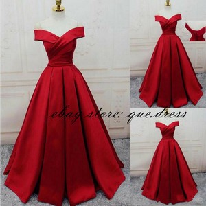 Red Ball Gown Prom Dresses Off Shoulder Long Floor Length Evening