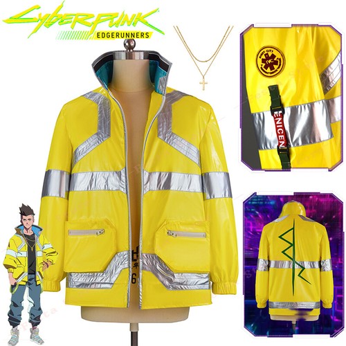 CYBERPUNK Edgerunners Cosplay Costume Jacket Zipper Coat Necklace Uniform