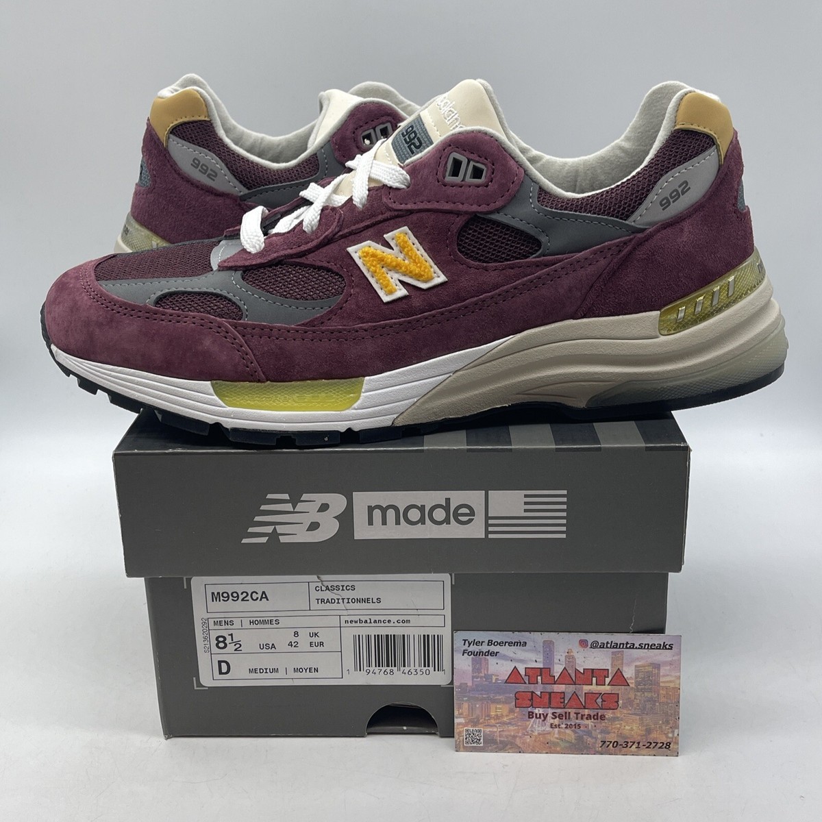 Buy Size 8.5 - New Balance 992 Made in USA Burgundy online