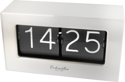 Retro Flip Uhr Silber Tischuhr, T:7cm, NEU