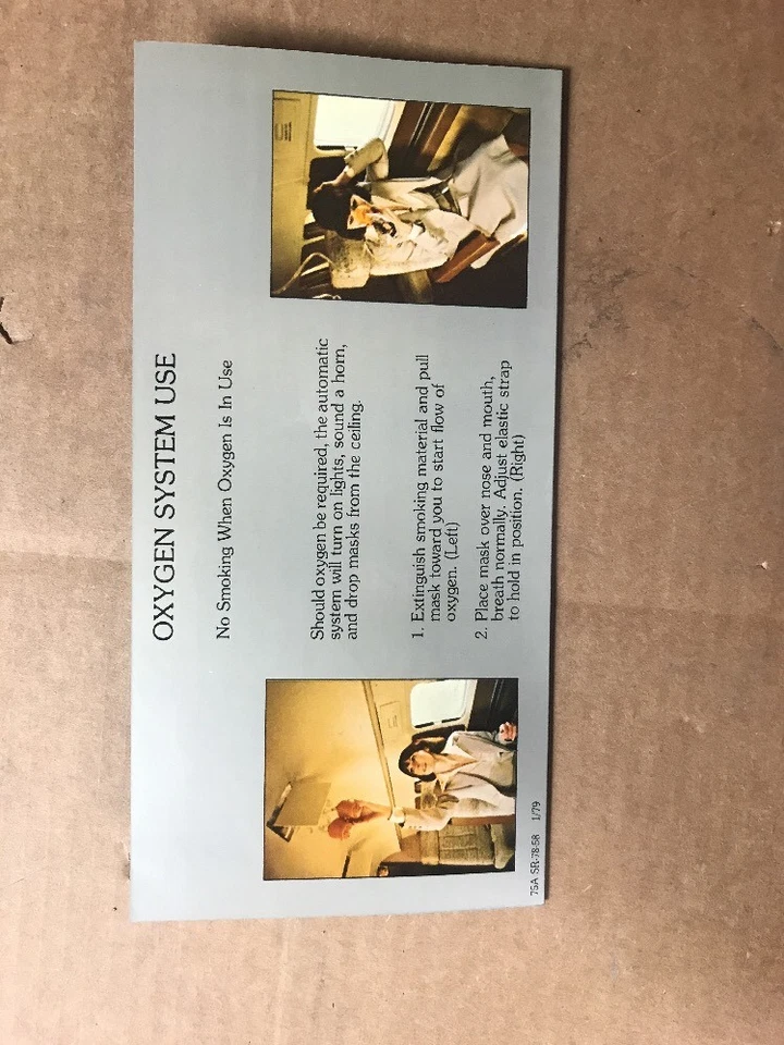 Tarjeta informativa de seguridad/información de pasajeros Sabreliner 75A (modelo Sabre 80) Foto 3 de 4