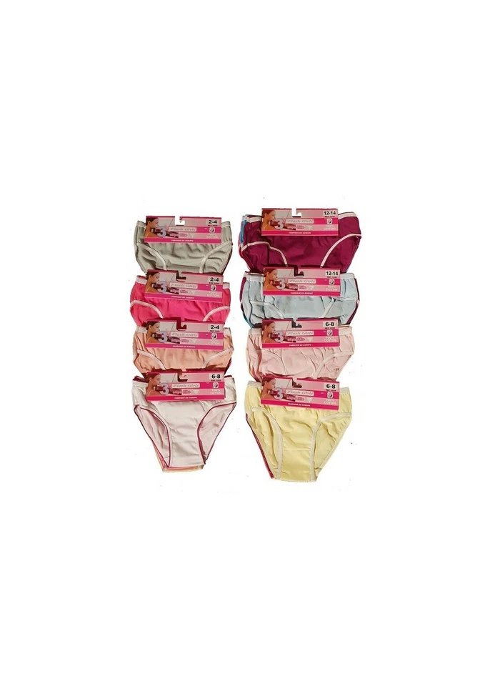 G.T.I. Lot 3 slips fille mélange de couleurs de 2-4 ans à 15-16 ans fabriqué EUR - Photo 1/1