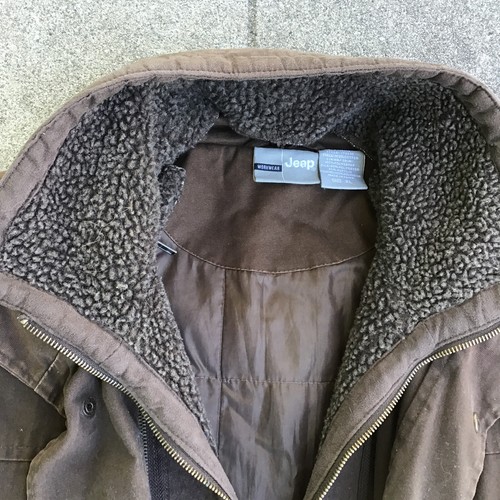 Jeep Workwear Jacket Mens XL Brown Canvas Heavy Zip Up *STAINED* - Picture 4 of 19