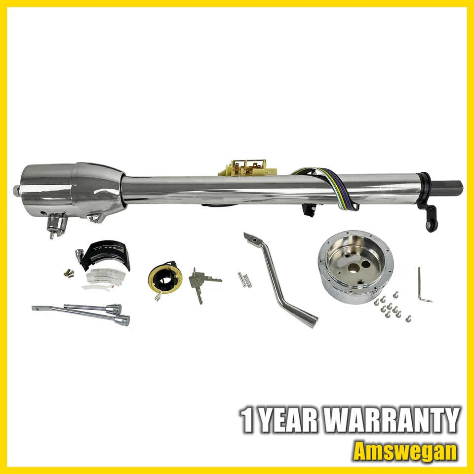 Columna de dirección inclinable de cambio automático de columna de 30" con adaptador de rueda cromado y llave Foto 2 de 4