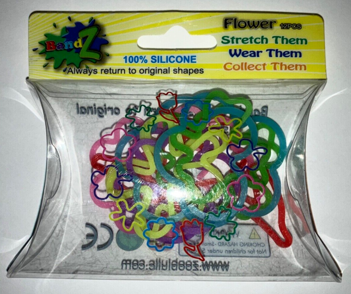 Silly Bands 12 Flowers Shapes Elastic Bracelets 1 Pack of 12