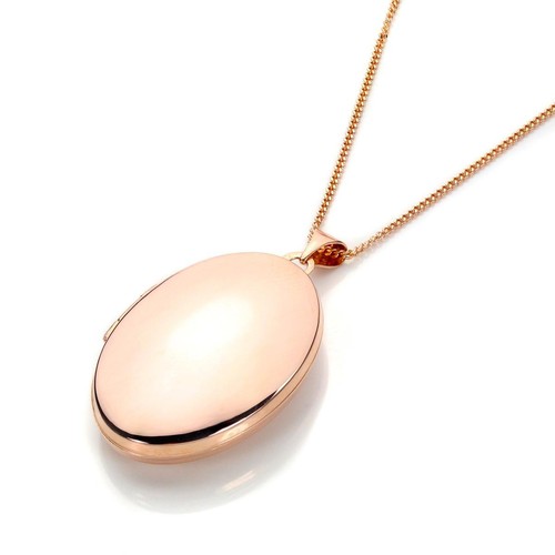 9ct Rose Gold Oval Plain Locket \u0026 Chain 