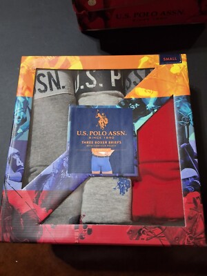 US Polo Assn 3 PACK BOXER BRIEFS WITH CONTOUR POUCH S MENS NEW