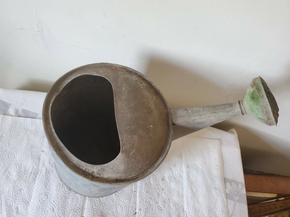 galvanized metal watering can with spout no handle 12 flower garden yard decor  - Image 2 of 4