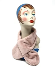 Pink Plush Pull Through Scarf Cowl Neck Collar Style Soft Lush Feel - Hey Viv