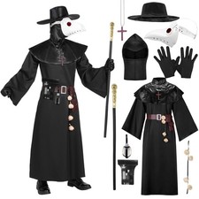 Adult Men Plague Doctor Halloween Costume Set Cosplay Accessories Pack