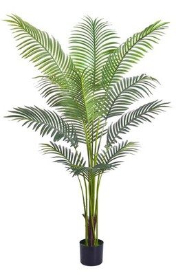 5FT Artificial Golden Cane Palm Tree - Indoor/Outdoor Faux Areca Plant in Pot, A