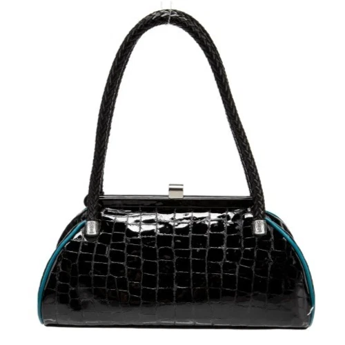 BRIGHTON BLACK PATENT LEATHER EMBELLISHED & CARD/COIN PURSESATCHEL - Image 4 of 4