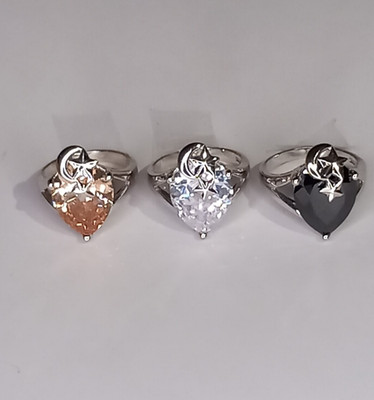 Sterling Silber funkelnder Mond & Stern Ring Brandneu