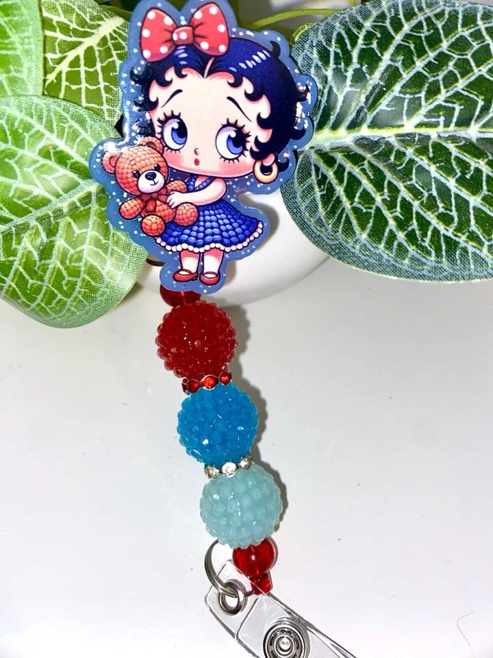 Carrete de insignia rectractable de acrílico Betty Bear Foto 3 de 3