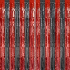 2 Pack Foil Fringe Backdrop - 39.6"W x 79.2"L Pack of 2 , Red Black