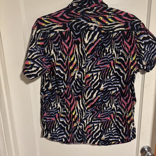 Super Massive Rainbow Zebra Short Sleeve Button-down Men’s Medium Shirt 90s - Picture 5 of 6
