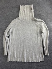 Lumiere Pullover Sweater Women's Large Gray Turtleneck Button Angora Blend
