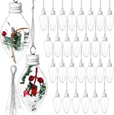 Patelai 30 Pieces Christmas Fillable Ornaments Crafts Clear Glass 