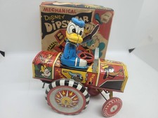 VERY NICE 1950s LINEMAR TIN LITHO WIND UP DISNEY DONALD DUCK DIPSY WHOOPEE CAR