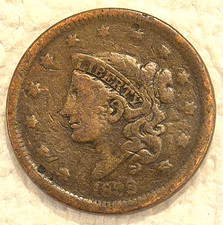 1838 Coronet Matron Head Large Cent Fine Features N2 R1