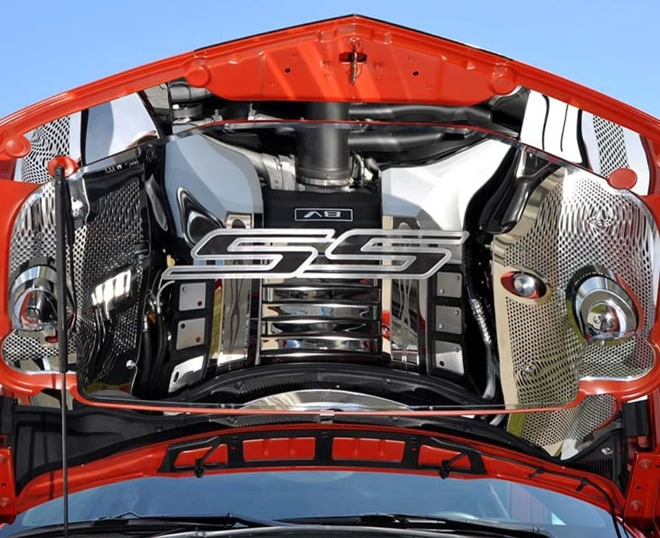 Emblema de capó negro fibra de carbono "SS" para Chevy Camaro RS 2010-2020 Foto 2 de 3