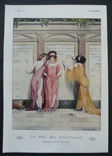 CURIOSA.. Dessin 1911 de KUHN-REGNIER " Le Mur des Courtisanes" .. 29 x 20 cm