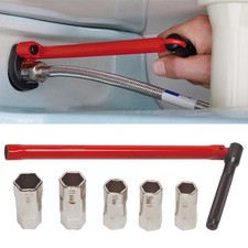 Plumbers 8-13mm Fixed Basin Wrench & 10" Adjustable Tap Nut Spanner Bath
