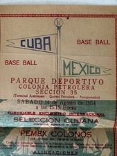 Cuba Mexico Baseball Poster 1954 Mexico 13.5x7” Beisbol Cubano Mexicano •Rare•