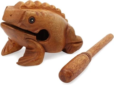 AUSSEL Guiro wooden croaking frog with a hammer, musical instrument, sound block, fair