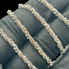 18” Vintage Solid Sterling Silver 925 GLO Italy DNA Twist Rope Chain Necklace