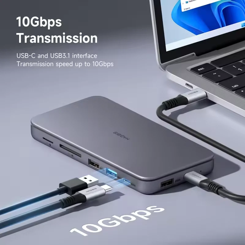 Hagibis 9-in-1 USB C Hub with 10Gbps M.2 NVMe SSD Enclosure & Built-In Cable - Image 4 of 4