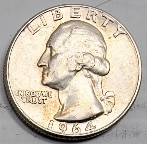 1964 Washington Quarter - circulated, ungraded condition - 90% - Business Strike