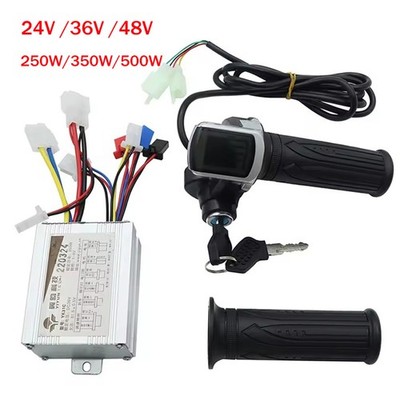 E-Bike Bicycle Motor Brushed Controller & Throttle Twist Grip 24V-48V 250W-500W