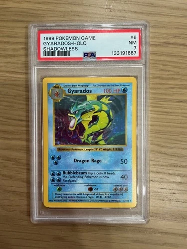 1999 Pokemon Base Set Shadowless Holo Gyarados #6 PSA 7