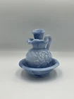 Vintage Avon Blue Marbled Milk Glass Mini Pitcher and Bowl Set ~ May 1978