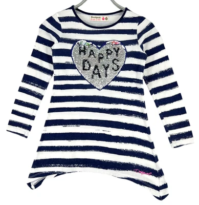 Desigual Sweat Enfant Fille Col Rond Pull Évasé Taille 5-6 Ans Multicolore - Photo 1/4