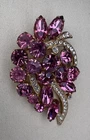 Vintage Eisenberg Ice Shades of Pink Rhinestone Brooch Signed Gold Tone Floral