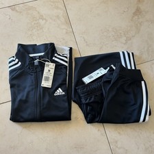 Adidas TS Tracksuit Women  s M Athleisure Athletic Black White Stripes