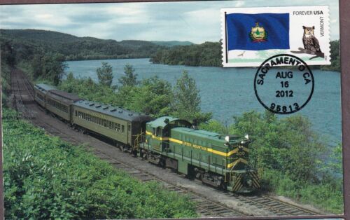 Green Mountain Railroad Train, Vermont Flags FDC, Maximum Card, 4325