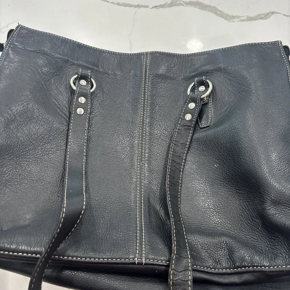 Maletín de cuero negro para computadora portátil Buxton bolso de mano expandible acolchado 16 x 11 x 5 Foto 2 de 4